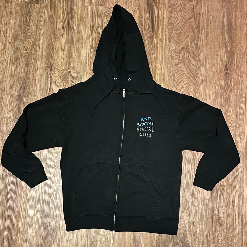 Anti Social Social Club Mind Melt Black Hoody Men’s Size Medium Blue/Grey